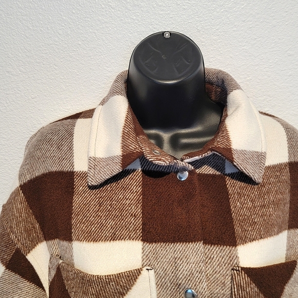 H&M Plaid Checkered Brushed Twill Bloggers Favorite Shirt Jacket - Picture 3 of 5